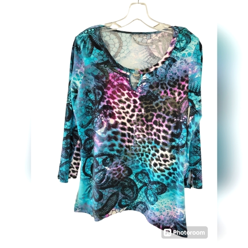Ann klein sport women's summer top multi color size M